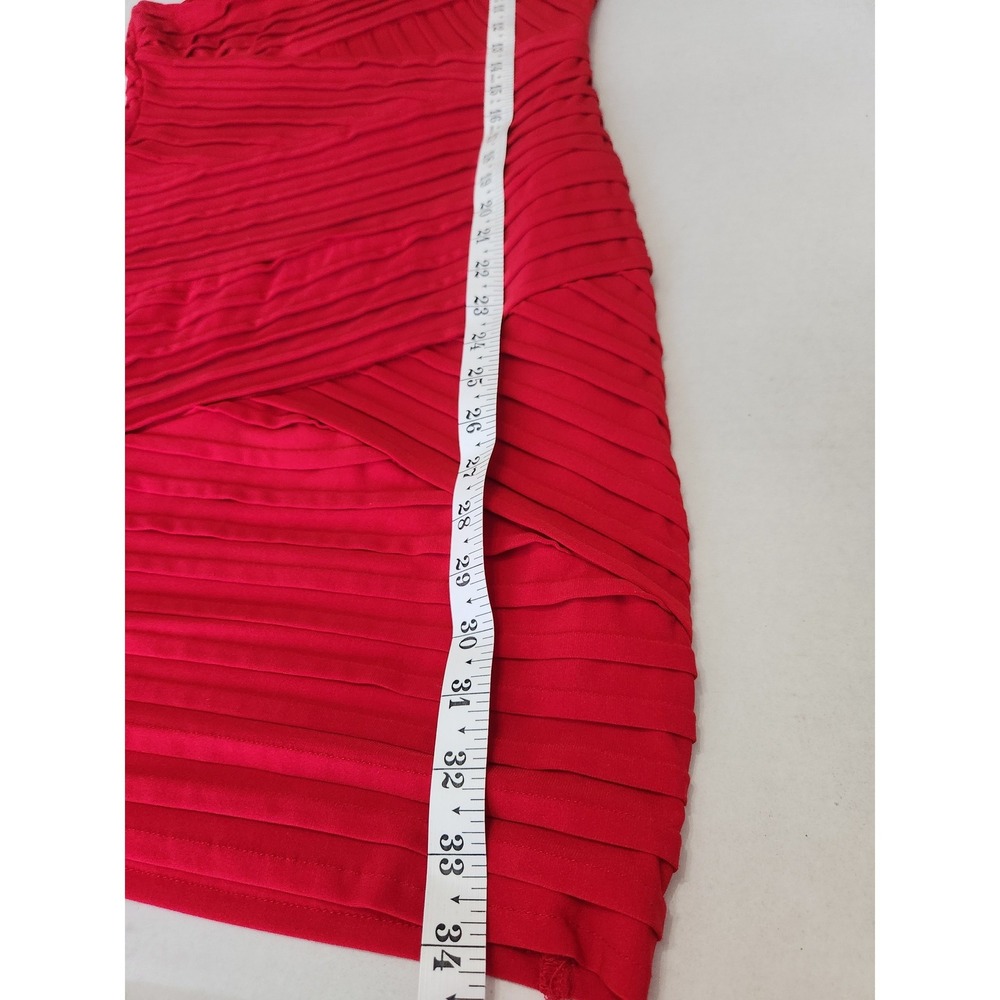 Calvin Klein Red Bandage Bodycon Sheath Dress Sleeveless Pleated Scoop Neck - Picture 6 of 6